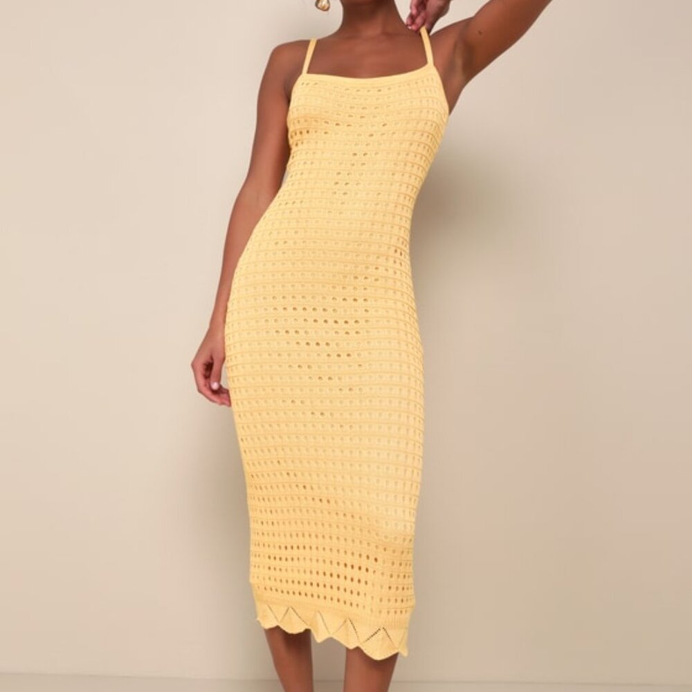 NWT HOT GIRL SUMMER DRESS! Light Orange Lace-up Midi Dress - Size XS